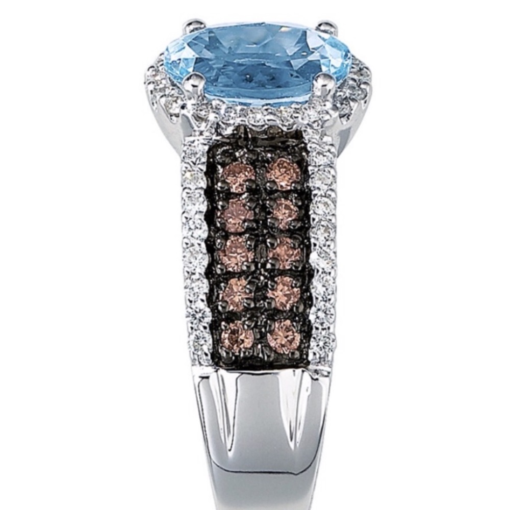 🆕 LeVian Genuine Aquamarine and Diamond Ring - Picture 7 of 8